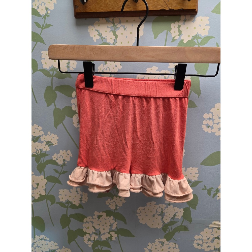Kate Quinn Toddler Girls Coral Pink Bamboo Ruffle Shorts Size 3T